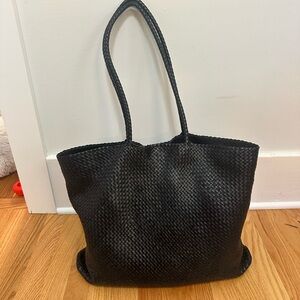 Quince Italian Leather Woven Large Tote